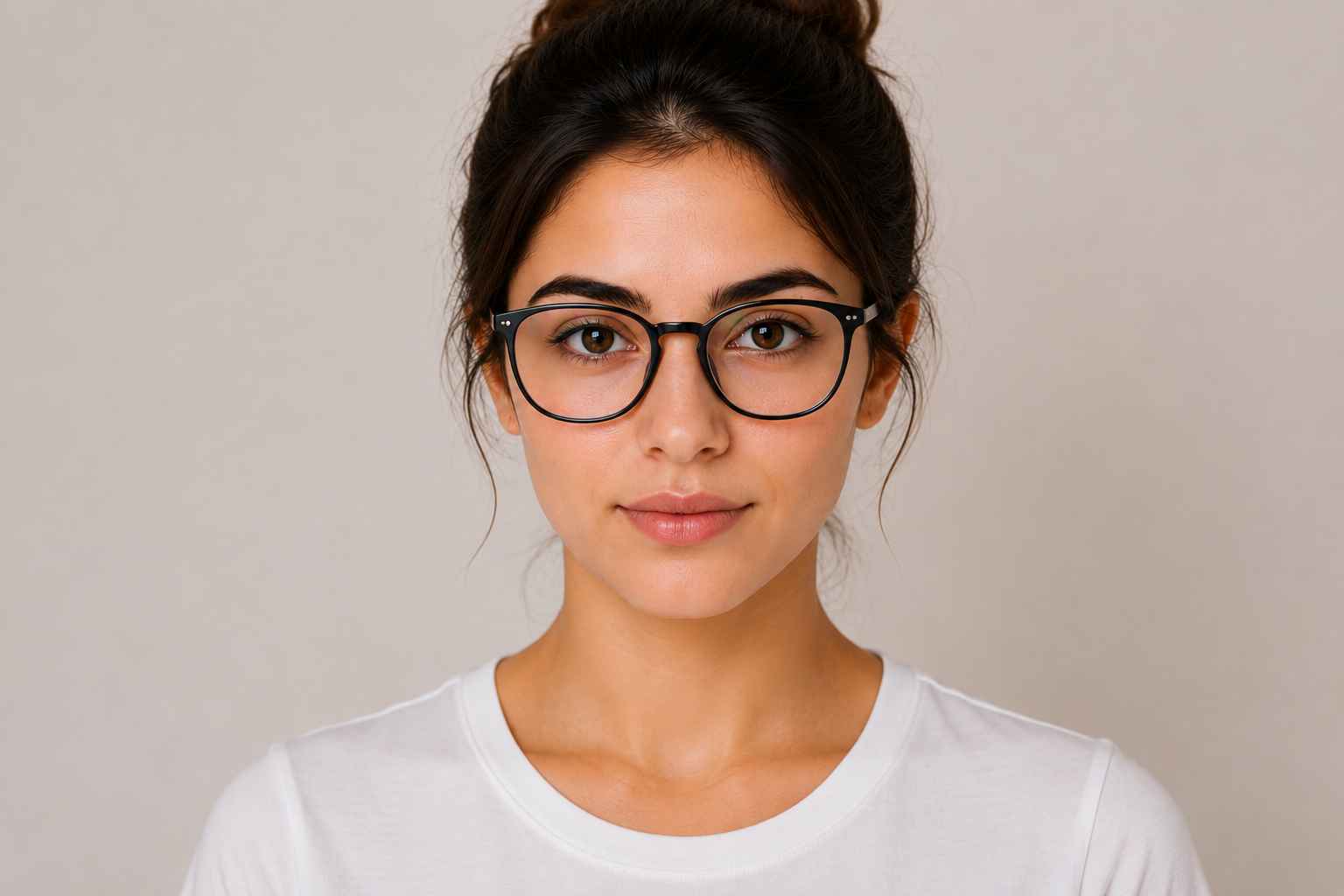 Avoid example: wearing glasses frame